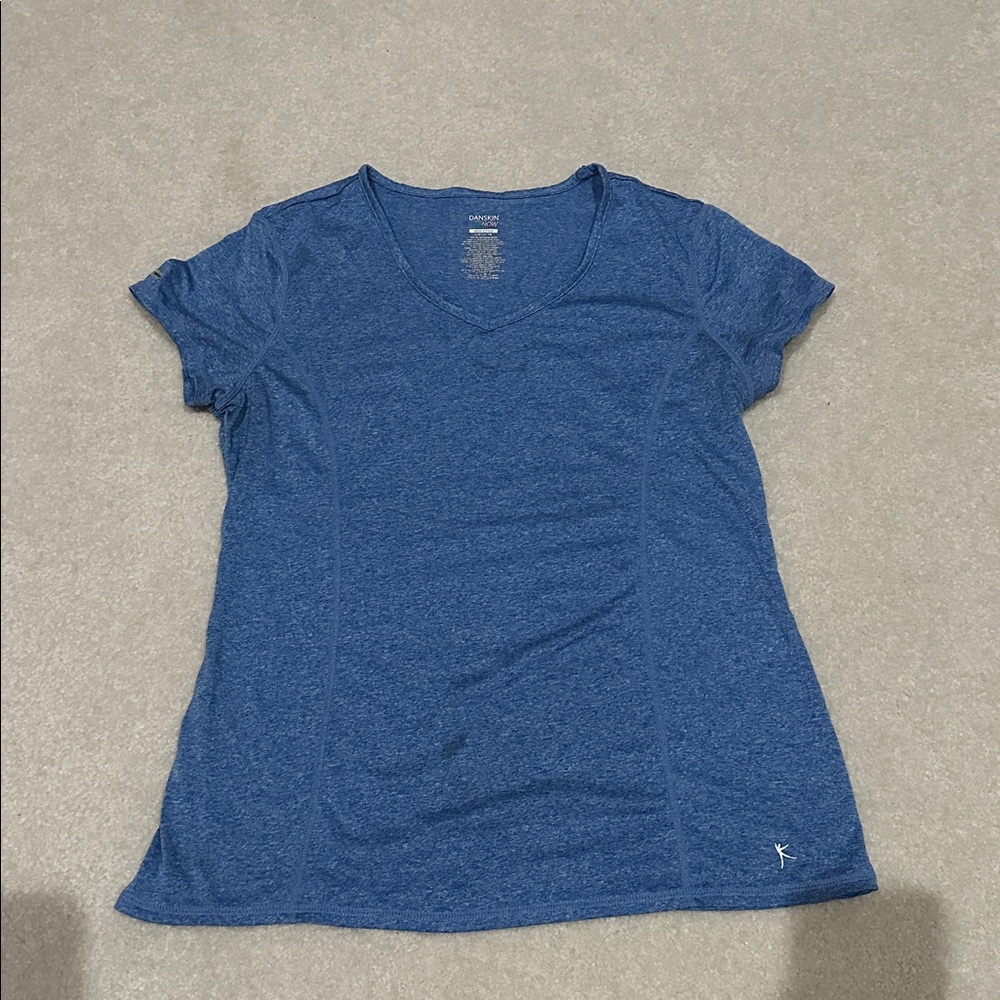 Danskin Now Heather Blue V-Neck Tee